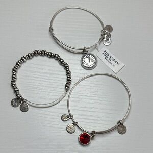 NEW Alex and Ani Silver Bracelets with Red Charm